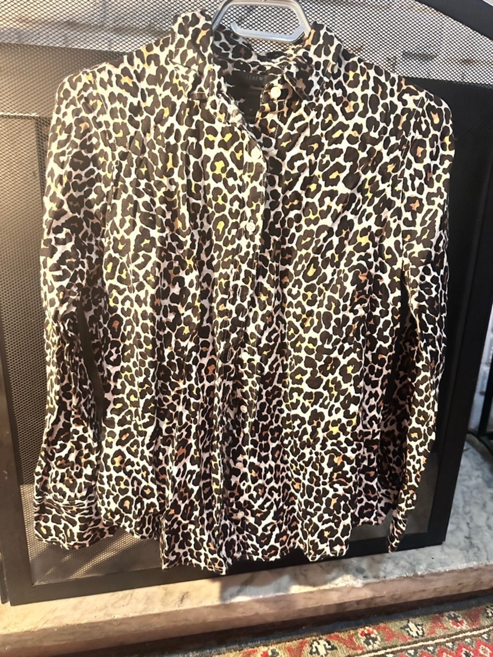J.Crew Leopard Print Button-Down Shirt | Linen Cotton Blend | Size 4